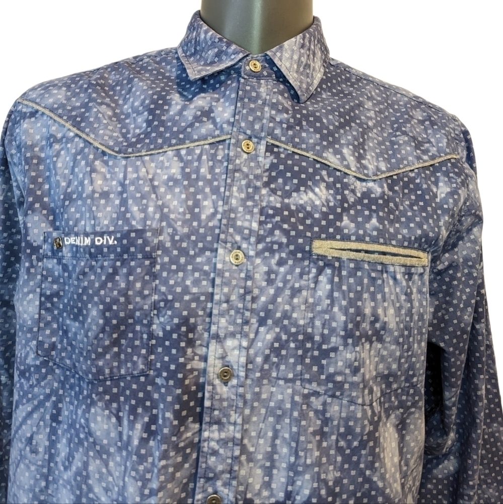 Oxygen blue bleached western shirt XL